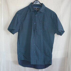 San Francisco Work Shirts Blue Button Shirt with Turtle Pattern